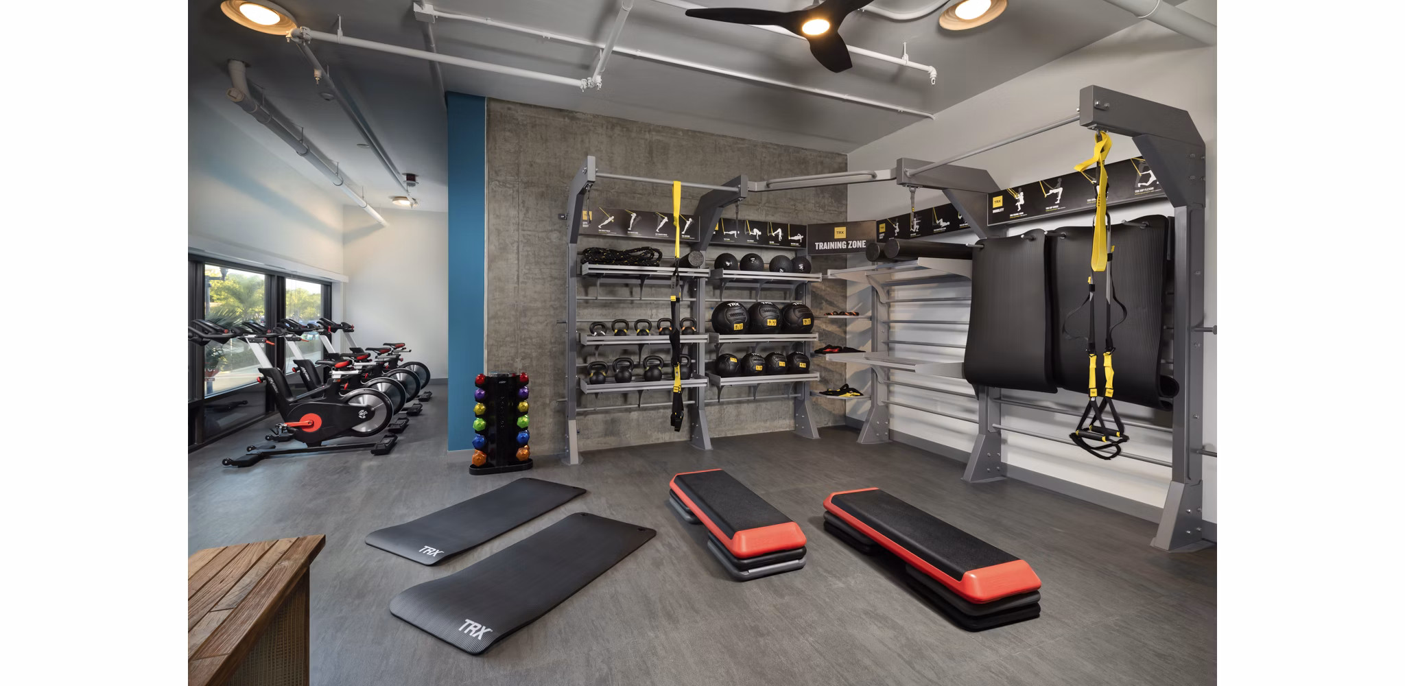 State-of-the-art fitness center at Pierside South Apartments with modern equipment and spacious workout areas