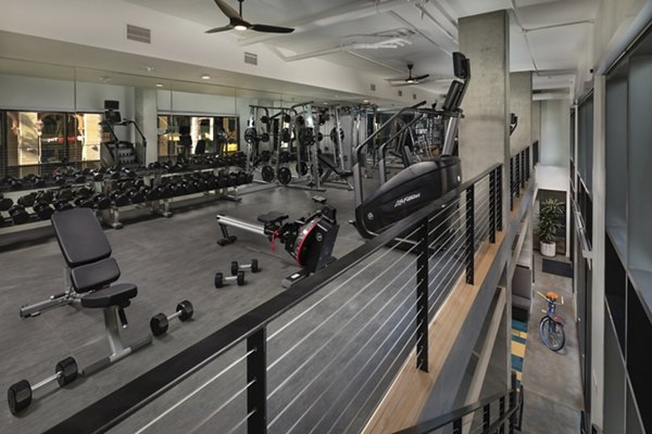 Modern fitness center with state-of-the-art equipment at Pierside South Apartments near the waterfront