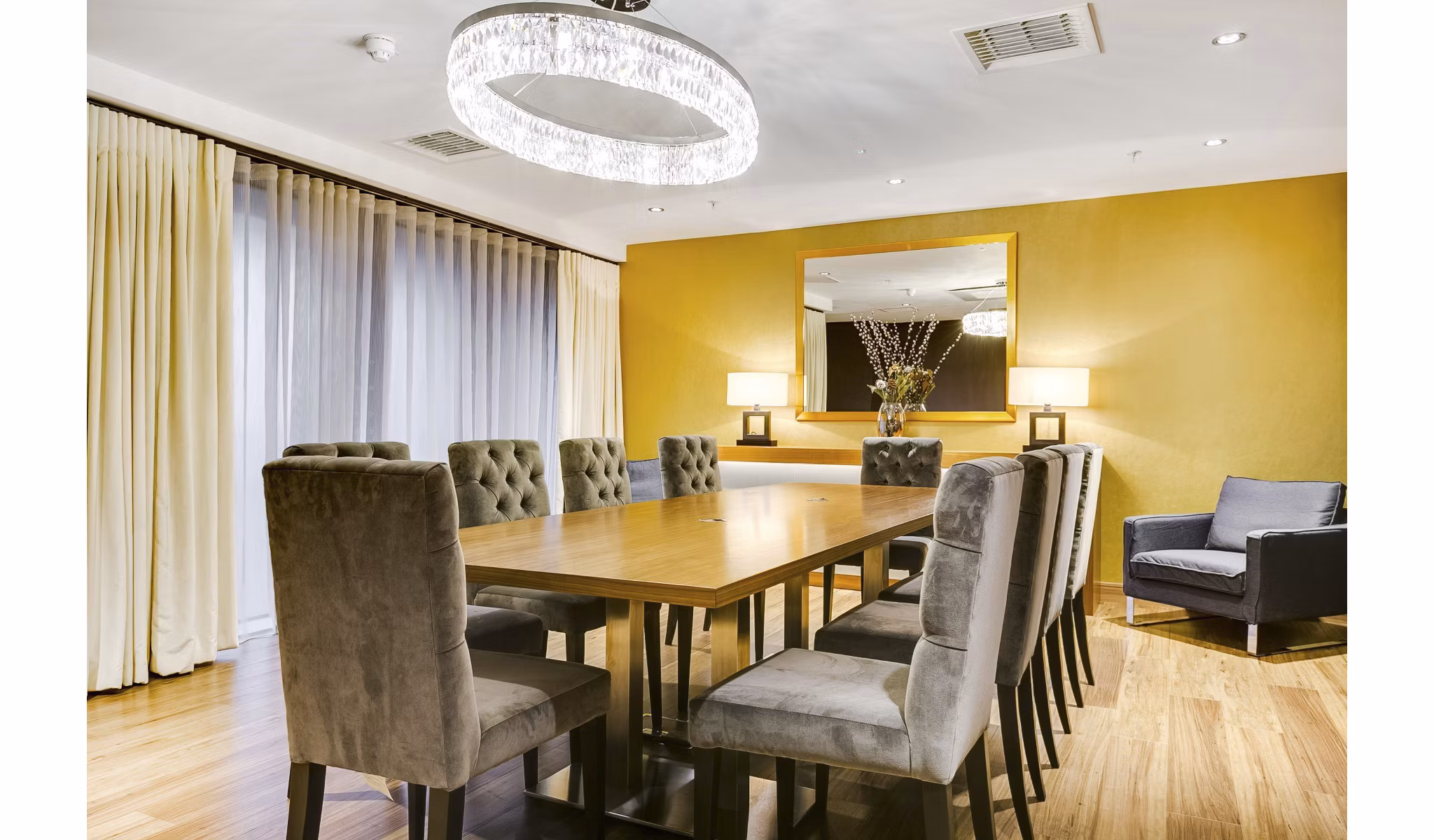 Modern meeting room with sleek design and conference table at Nine Elms luxury apartments