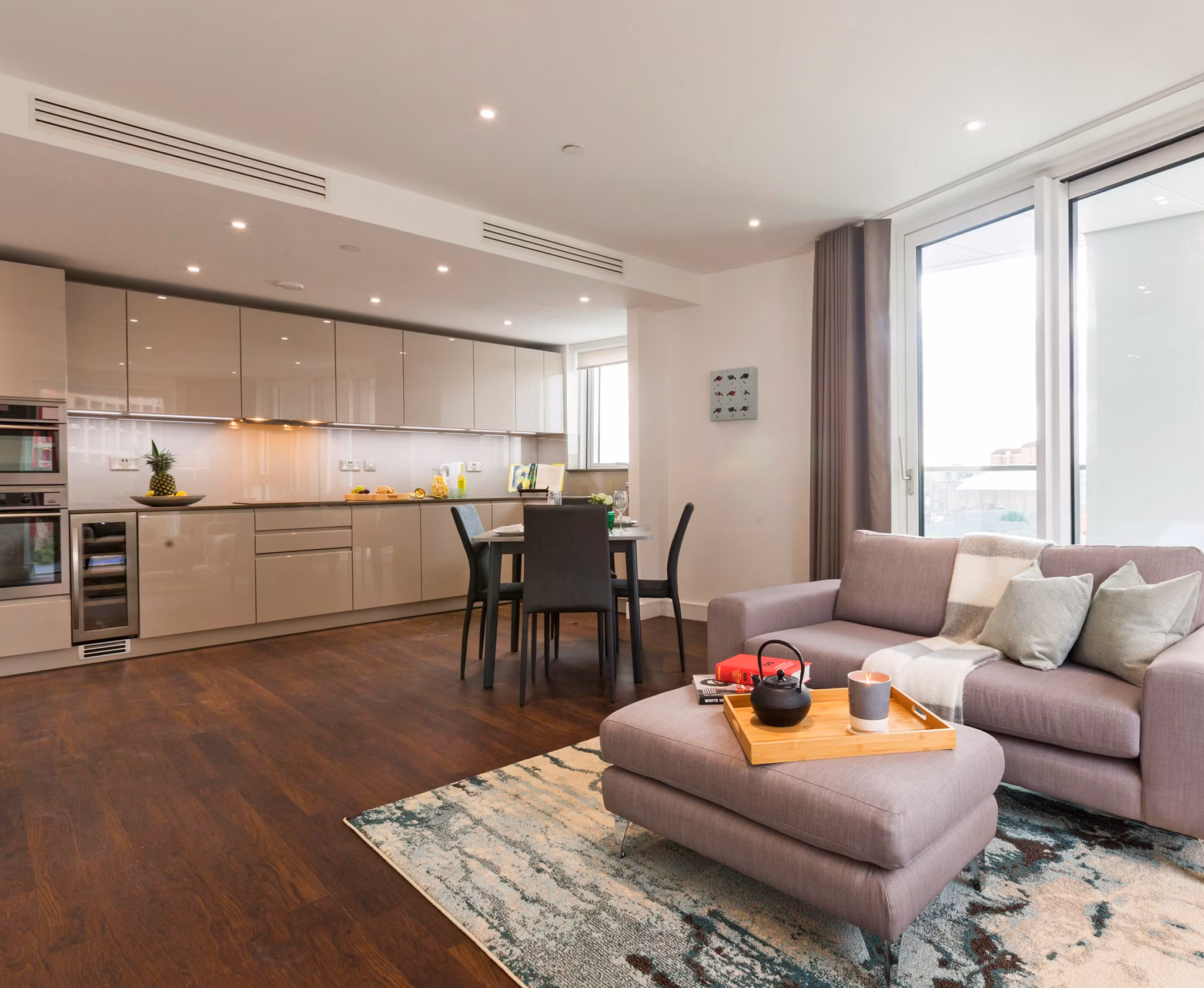 Modern living room with elegant decor at Nine Elms luxury apartments