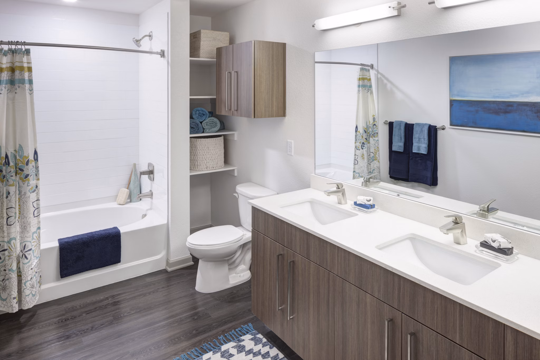 Modern bathroom with sleek fixtures in Alexan West Highland luxury apartments