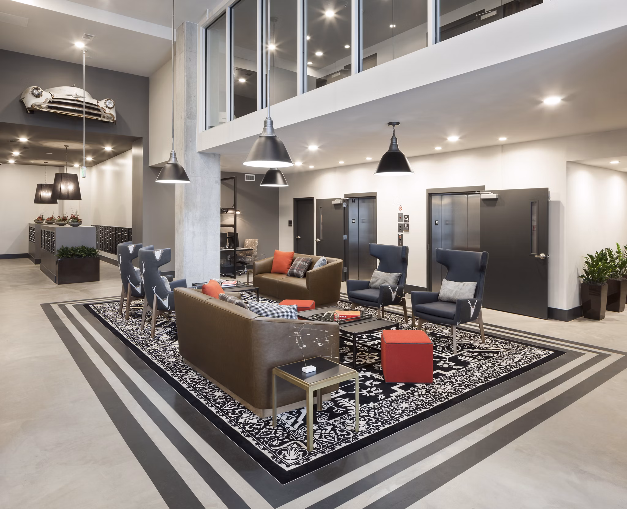 Modern clubhouse with sleek interiors at Alexan West Highland apartments