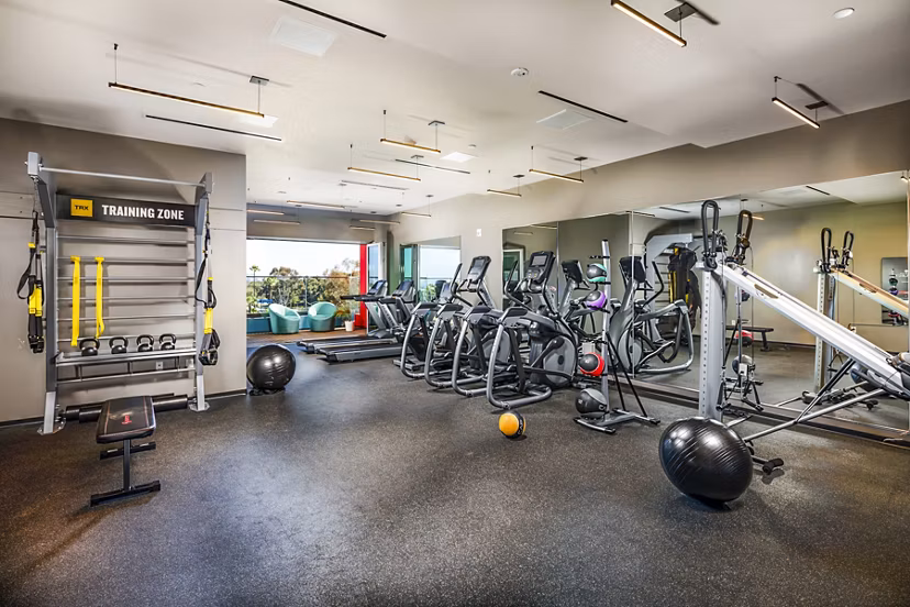 State-of-the-art fitness center with modern equipment at Burano Apartments, perfect for active living