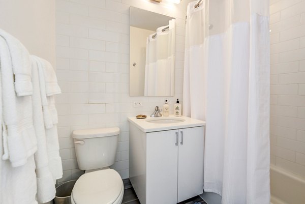 bathroom at Two Lincoln Square Apartments