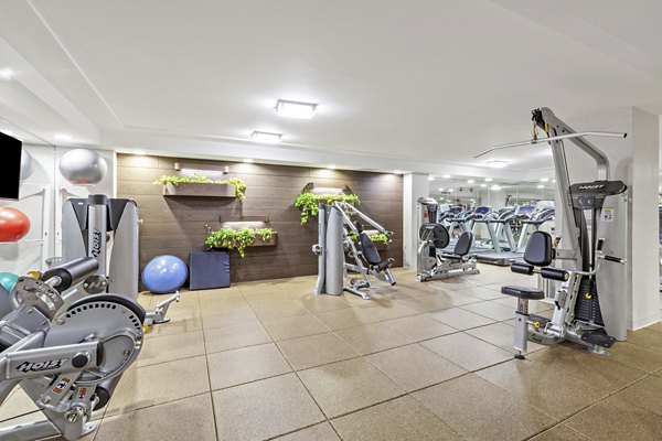fitness center at Two Lincoln Square Apartments