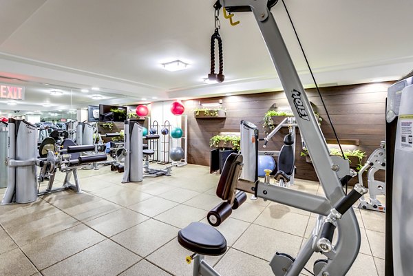 fitness center at Two Lincoln Square Apartments