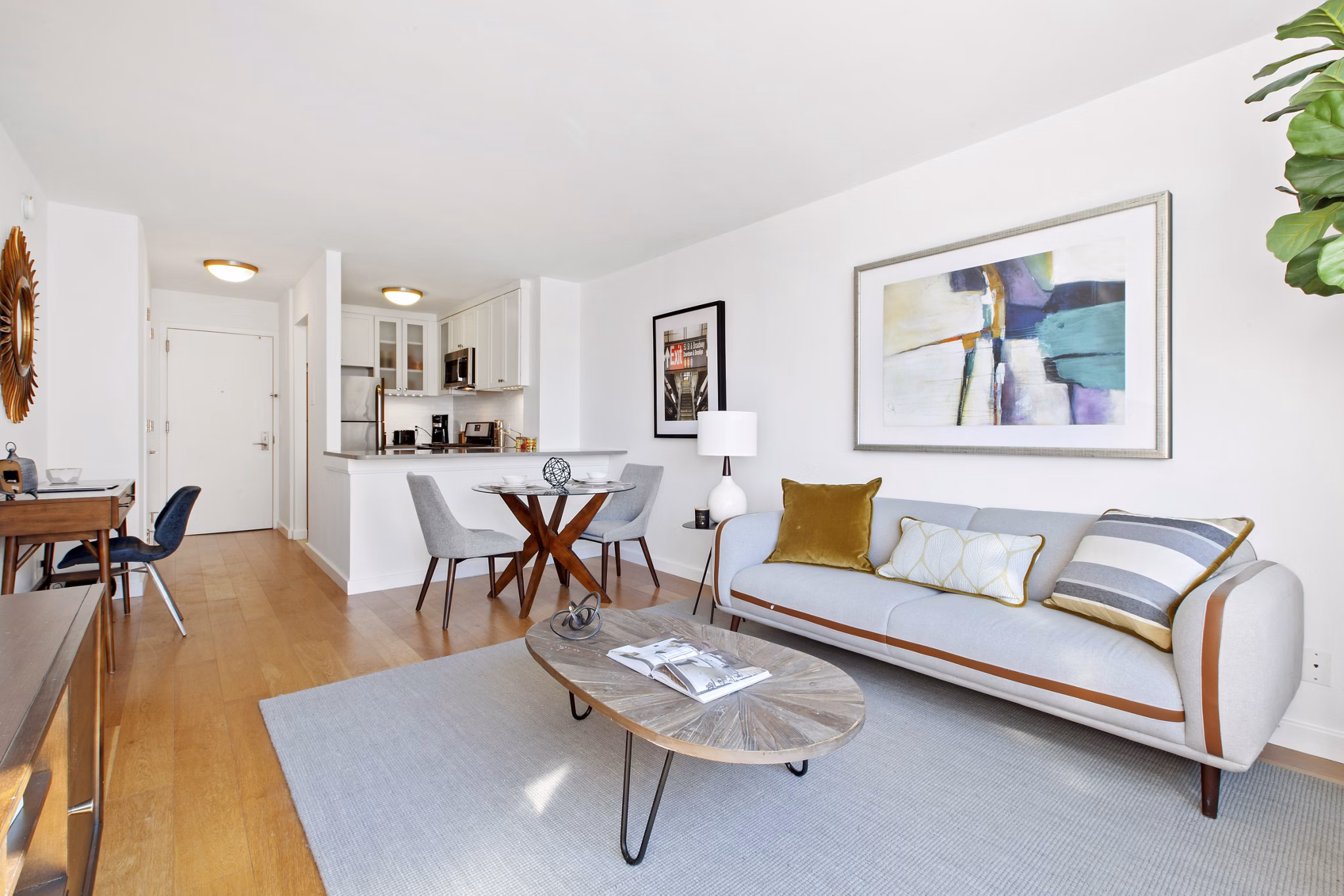 living room at Two Lincoln Square Apartments