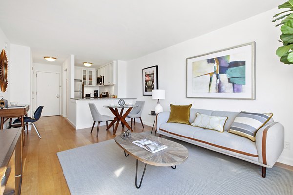 living room at Two Lincoln Square Apartments
