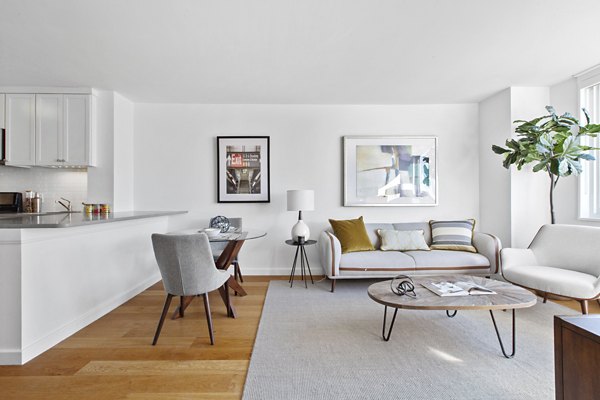 living room at Two Lincoln Square Apartments