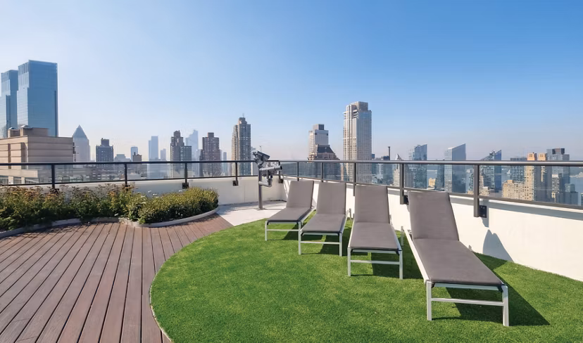 patio at Two Lincoln Square Apartments