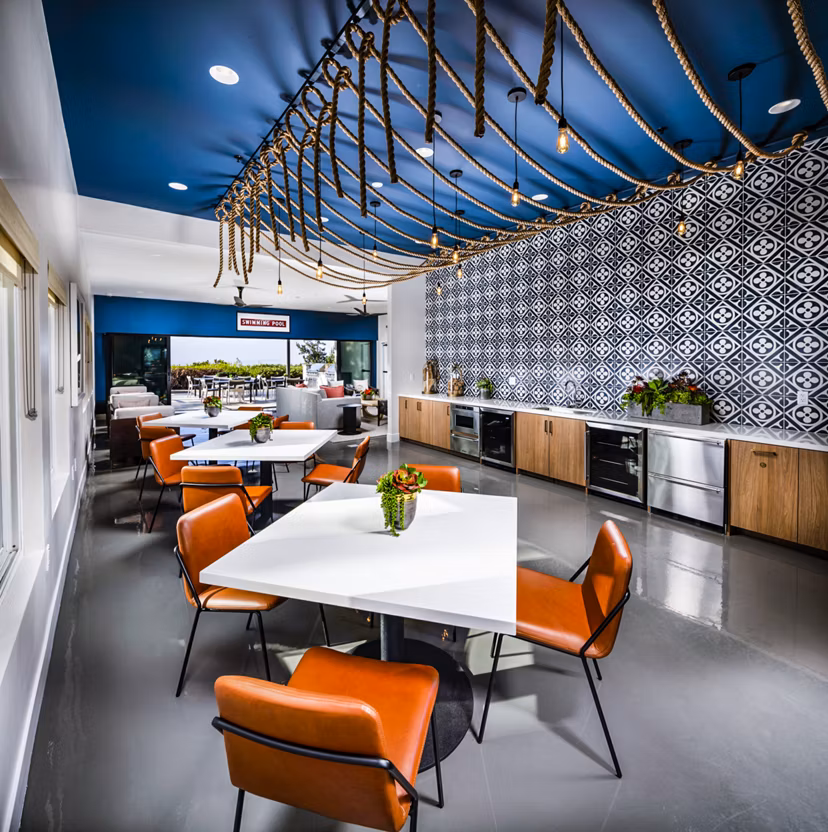 Clubhouse lobby featuring modern design elements at Seacrest Apartment Homes