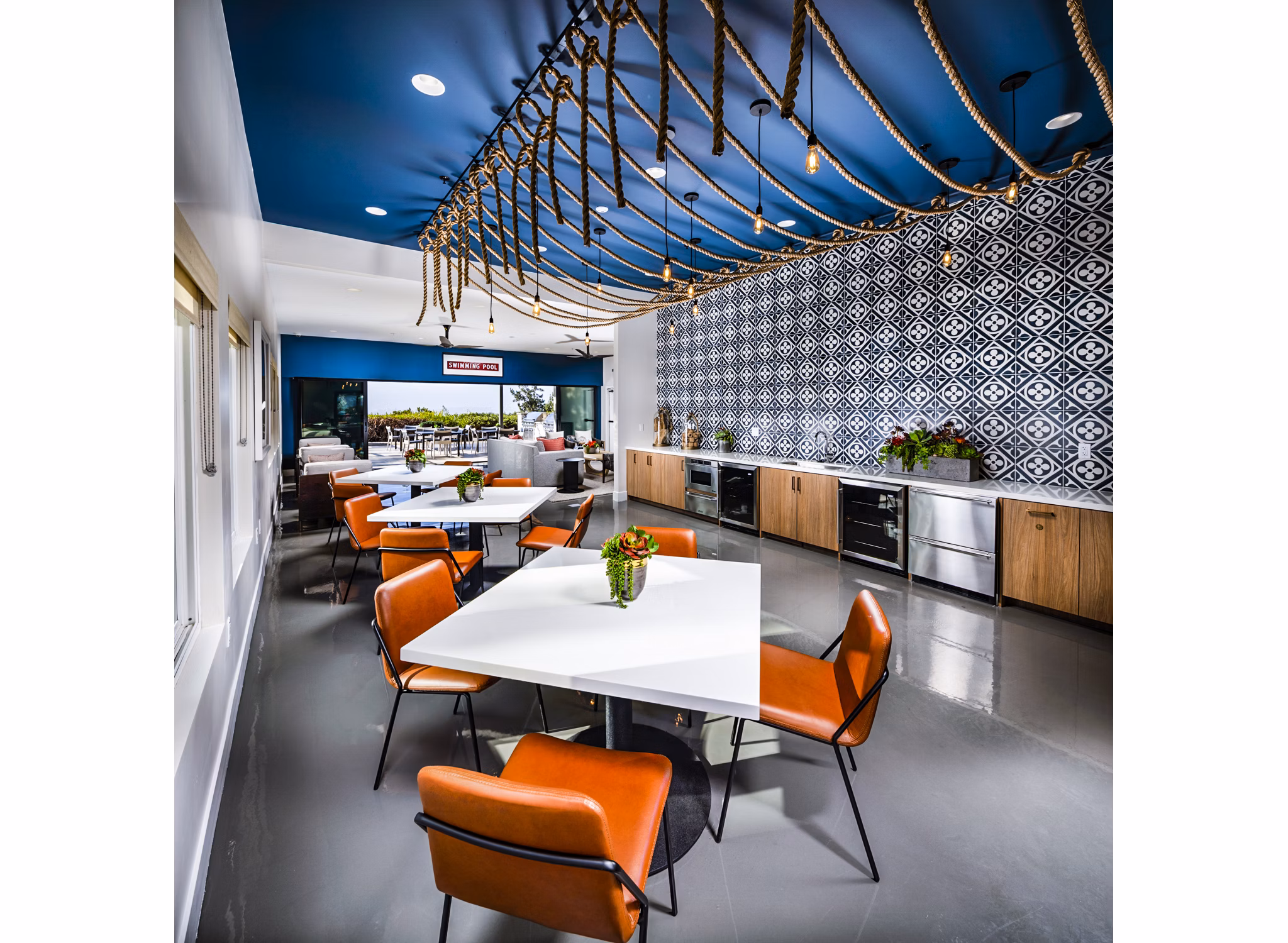 Clubhouse lobby featuring modern design elements at Seacrest Apartment Homes