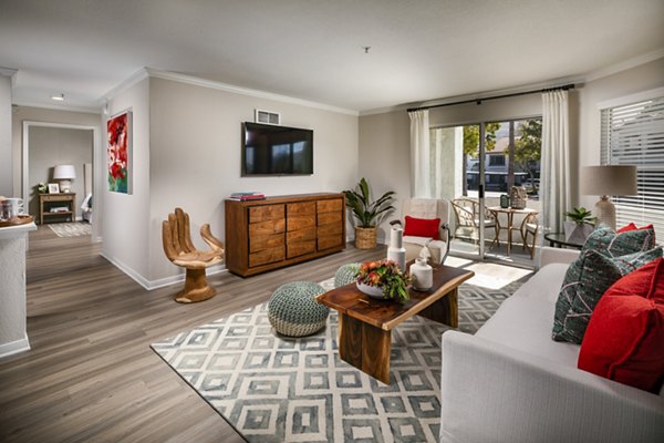 Modern living room with ocean views at Seacrest Apartment Homes