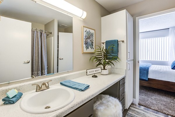 Bathroom with modern fixtures and stylish design at Avana Chandler Apartments