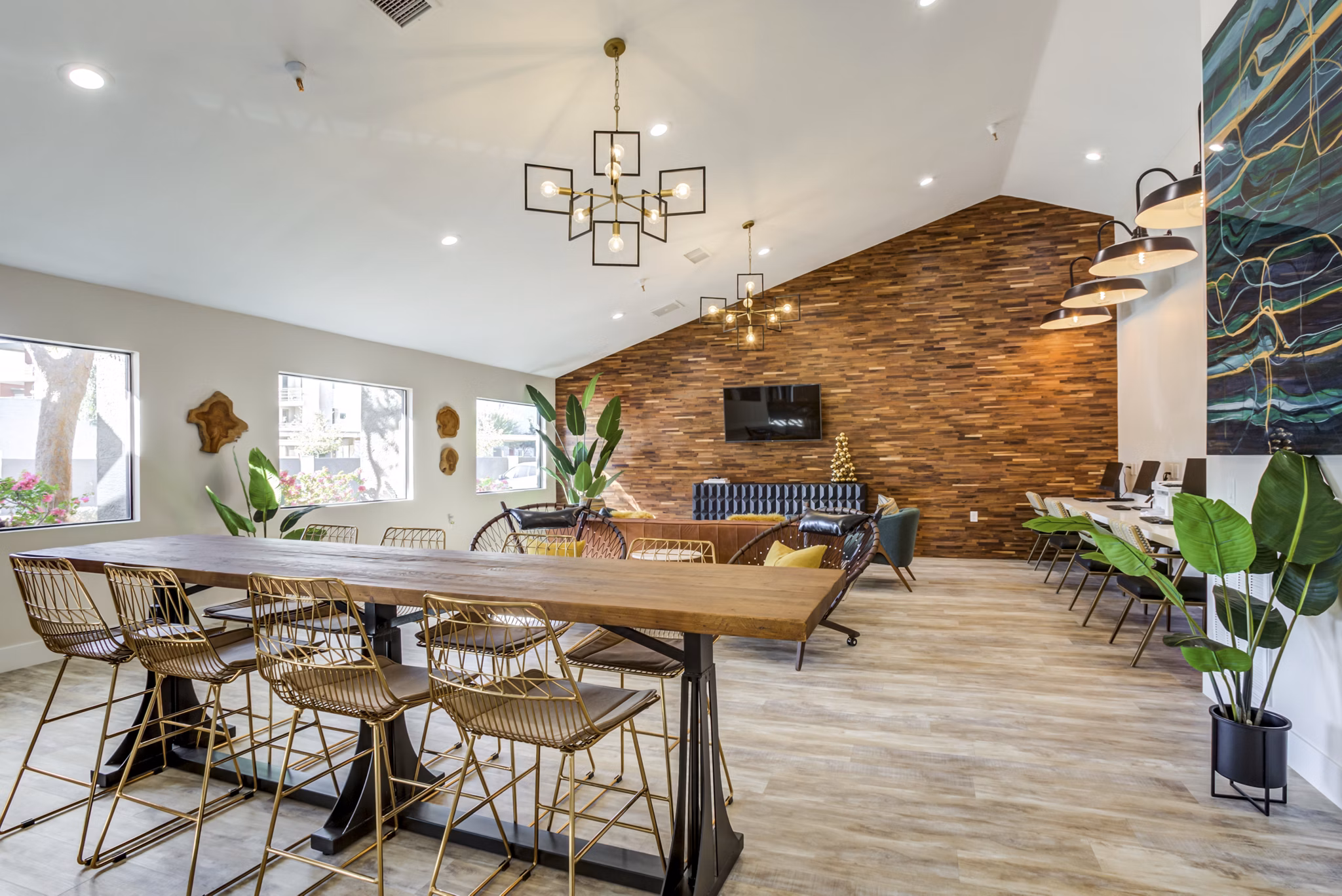 Clubhouse at Avana Chandler Apartments: Elegant communal space with modern furnishings and ample natural light