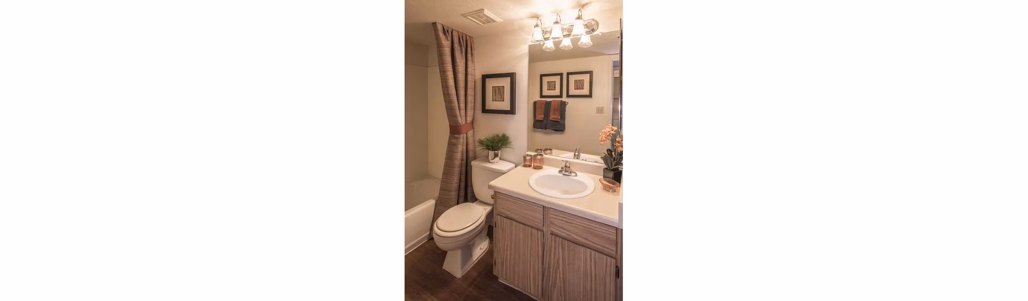 Spacious bathroom featuring modern fixtures and dual sinks at Avana Gilbert luxury apartments