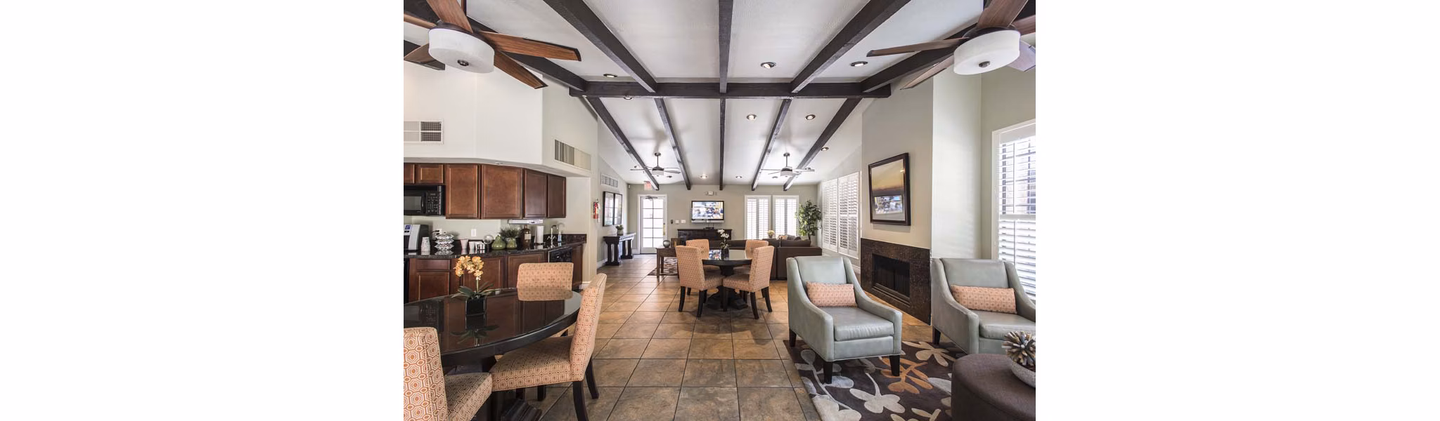 Elegant clubhouse featuring modern design and spacious seating at Avana Gilbert apartments