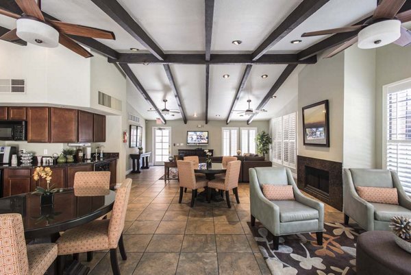 Elegant clubhouse featuring modern design and spacious seating at Avana Gilbert apartments