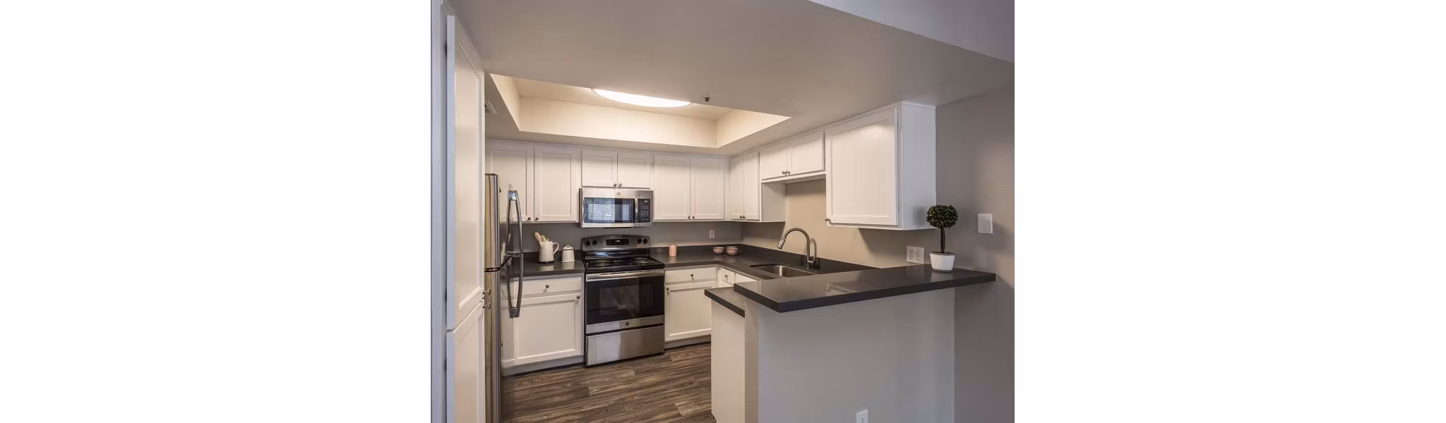 Modern kitchen with stainless steel appliances at Avana Gilbert luxury apartments