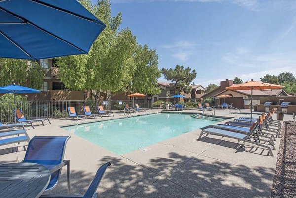 Luxurious poolside view at Avana Gilbert apartments in Greystar community