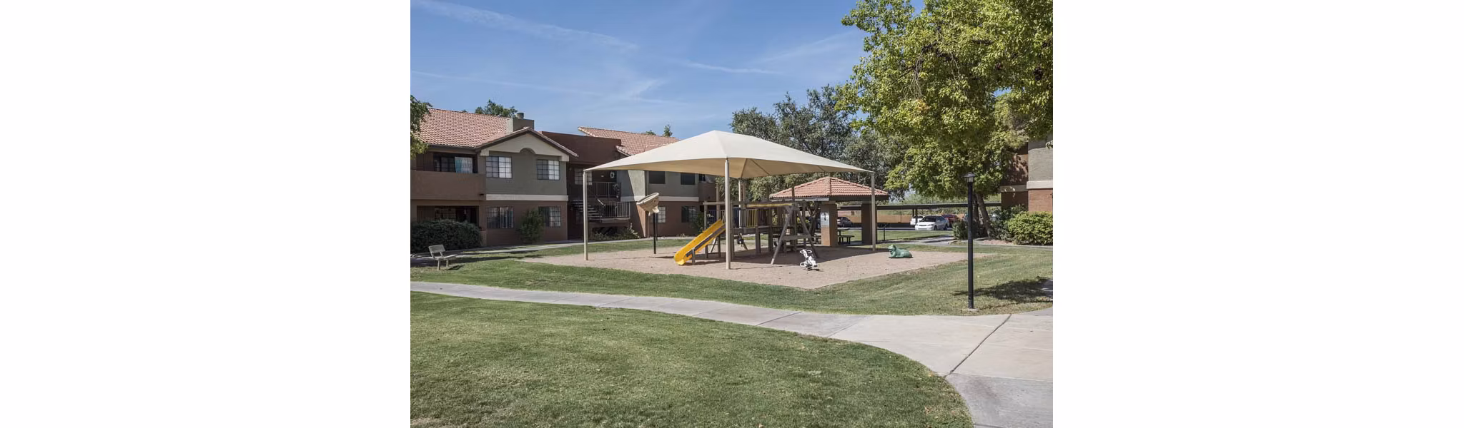 Playground with modern equipment at Avana Gilbert luxury apartments