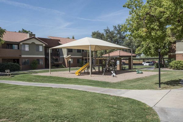 Playground with modern equipment at Avana Gilbert luxury apartments