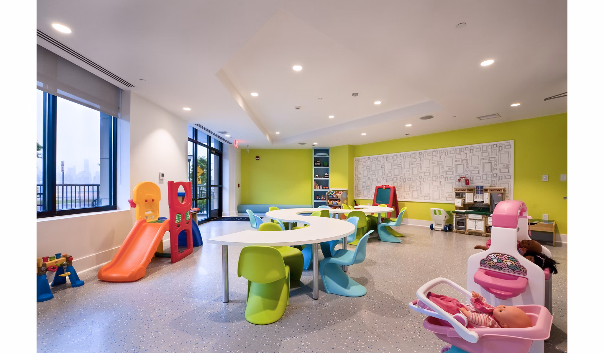 Stylish clubhouse with modern design at Estuary Phase II Apartments featuring luxury amenities
