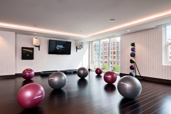 State-of-the-art fitness center with modern equipment at Estuary Apartments, a Greystar luxury community