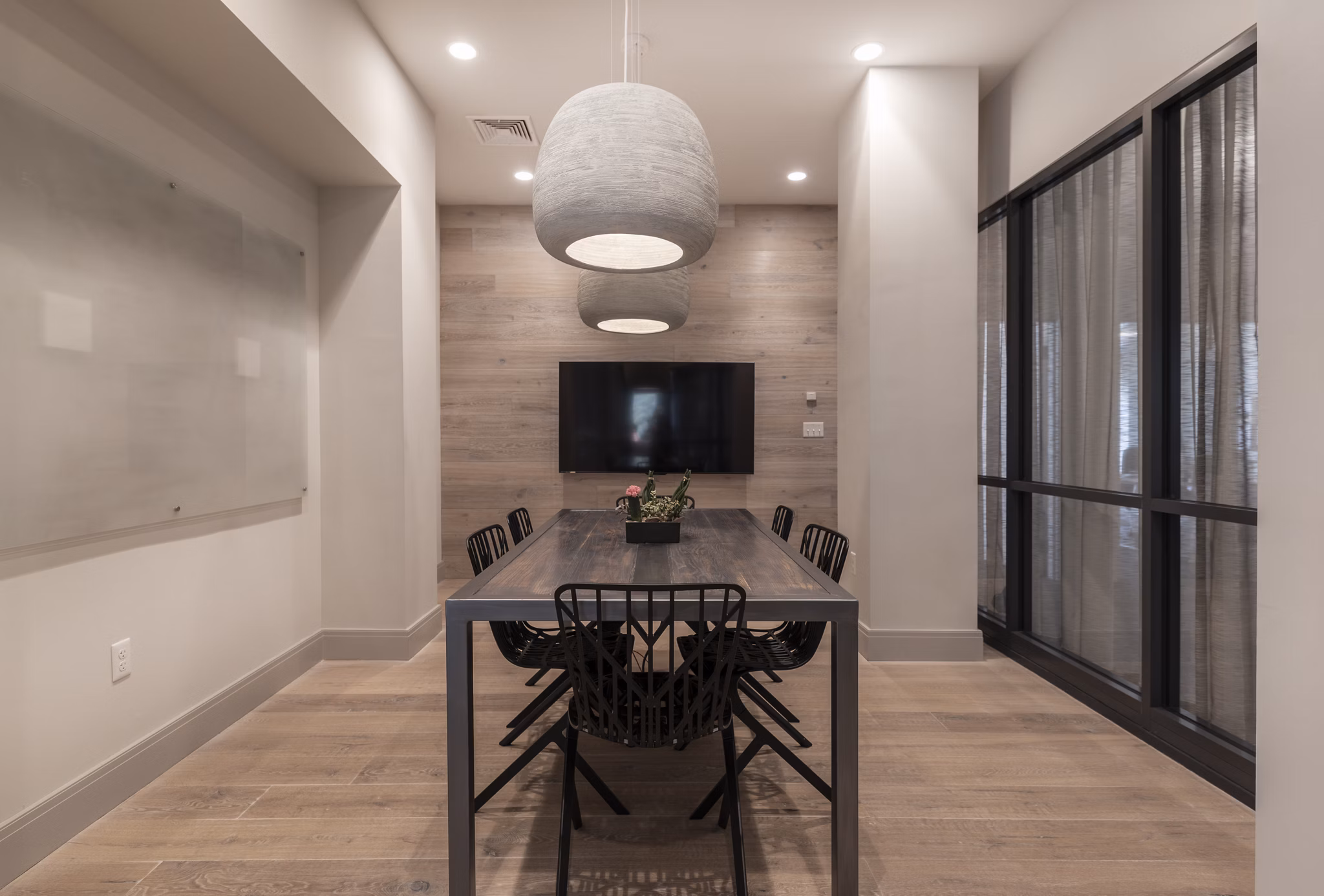Modern meeting facility equipped with advanced technology at West of Chestnut Apartments