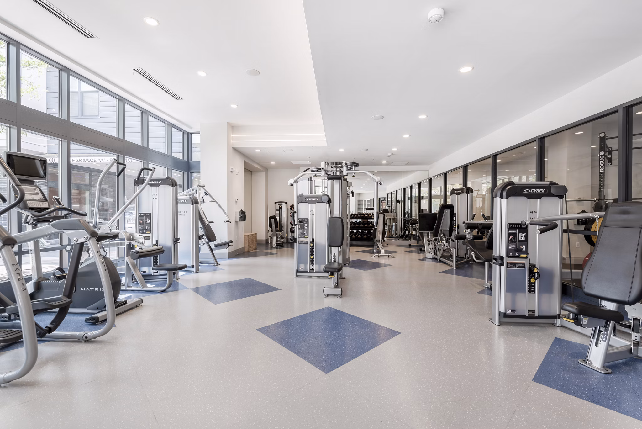 Modern fitness center with state-of-the-art equipment at West of Chestnut Apartments, ideal for an active lifestyle
