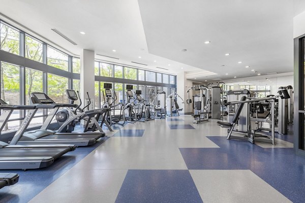 Fitness center with modern equipment at West of Chestnut Apartments