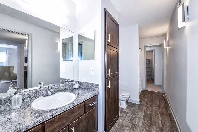 Modern bathroom with sleek fixtures at Avana Woods Apartments