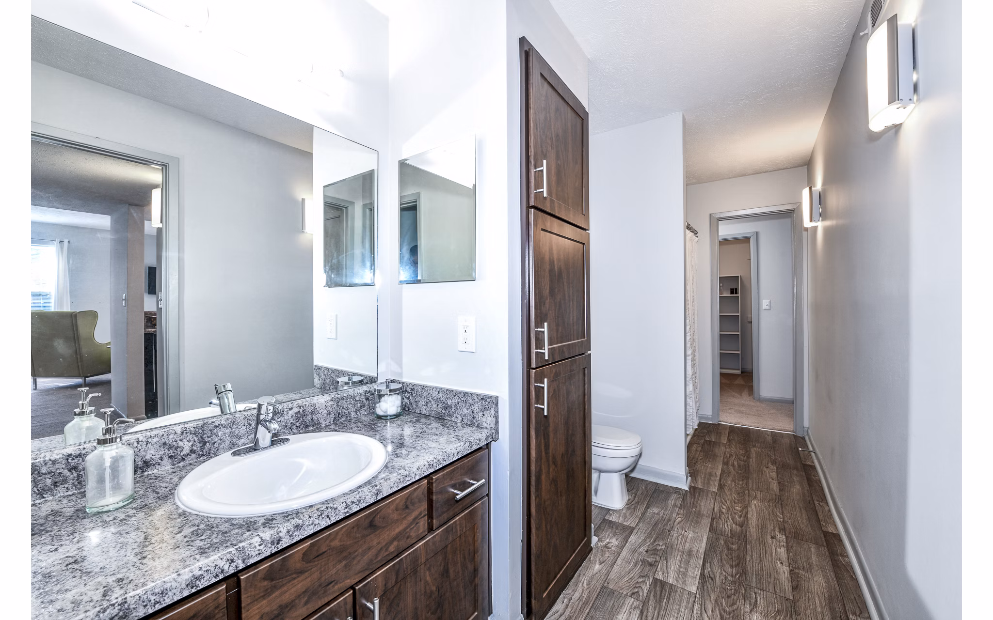 Modern bathroom with sleek fixtures at Avana Woods Apartments