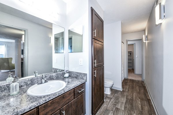 Modern bathroom with sleek fixtures at Avana Woods Apartments
