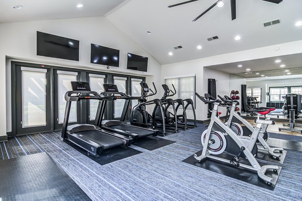 Modern fitness center with state-of-the-art equipment at Avana Woods Apartments