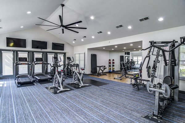 Modern fitness center with state-of-the-art equipment at Avana Woods Apartments