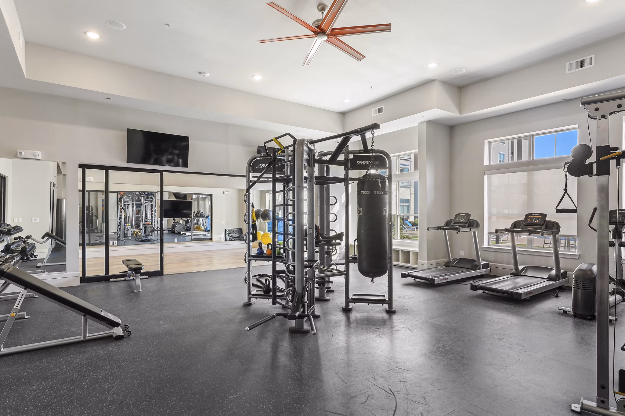 fitness center at Caliza Apartments