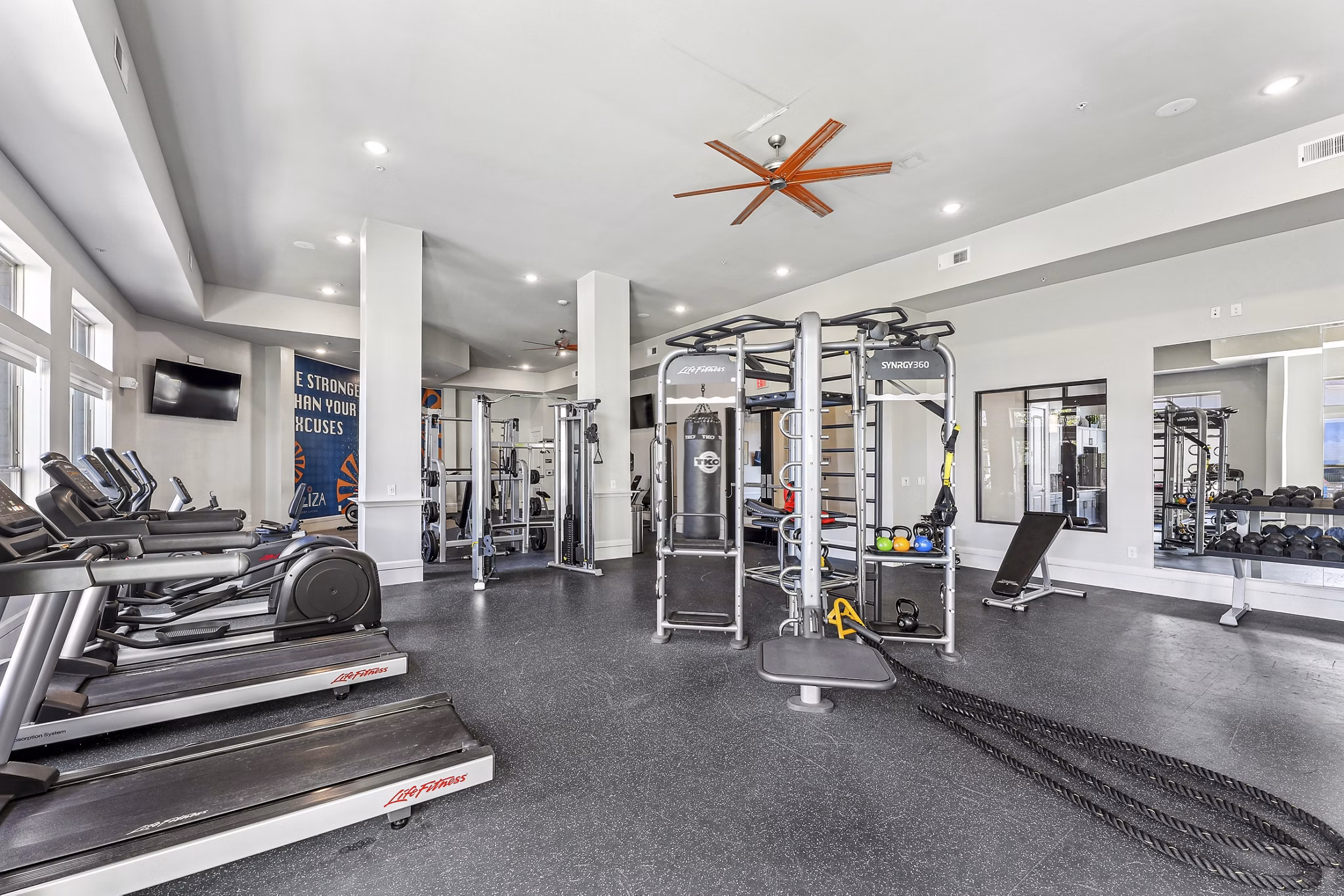 fitness center at Caliza Apartments