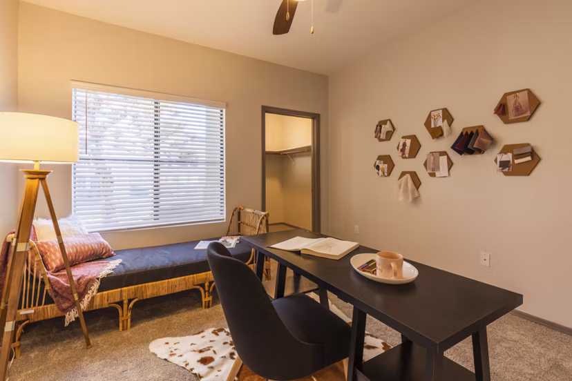 Modern bedroom with elegant design at Circ Apartments, a luxury Greystar community