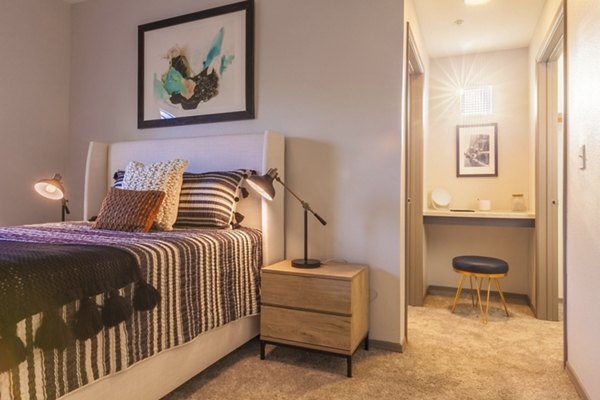 Elegant bedroom with contemporary decor at Circ Apartments