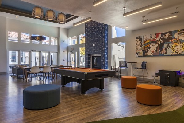 Clubhouse featuring modern decor and cozy seating at Circ Apartments