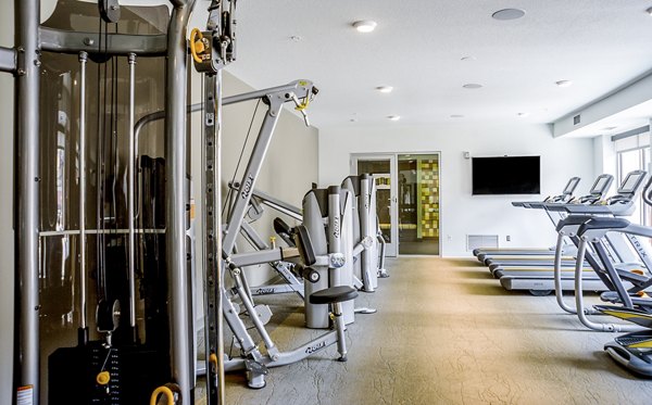 State-of-the-art fitness center with modern equipment at Velo Apartments, offering luxury lifestyle amenities