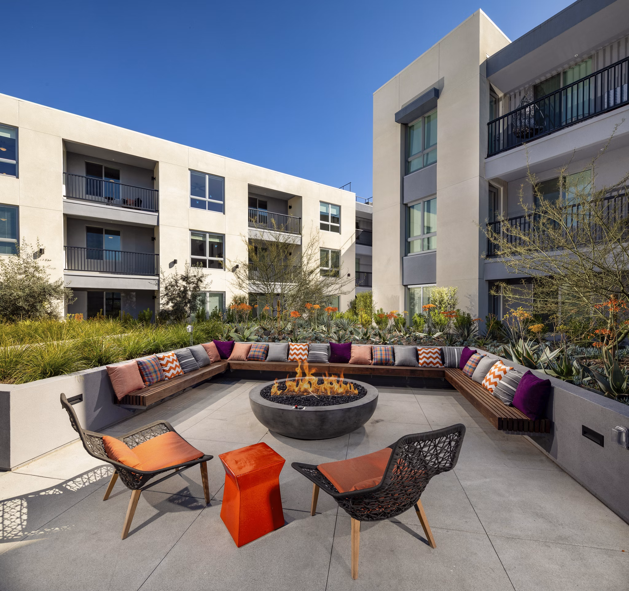 fire pit at The Weddington Apartments