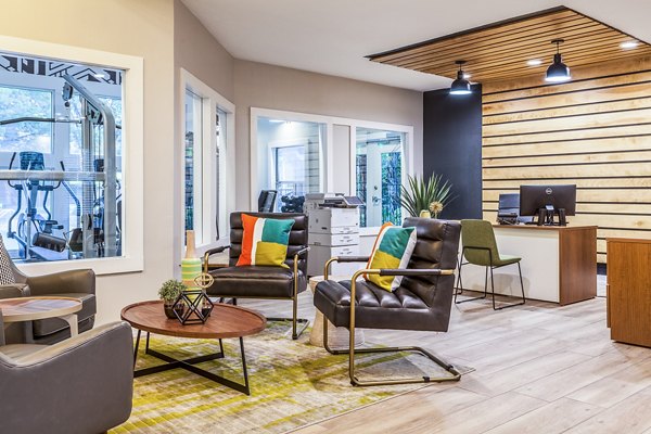 Spring Park Apartments: Modern clubhouse lobby featuring sleek design elements for luxury living