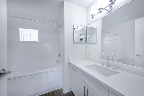 Bedroom with contemporary design at Mira Flores Apartments