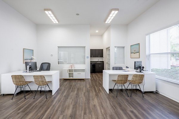 Elegant clubhouse with modern decor at Mira Flores Apartments
