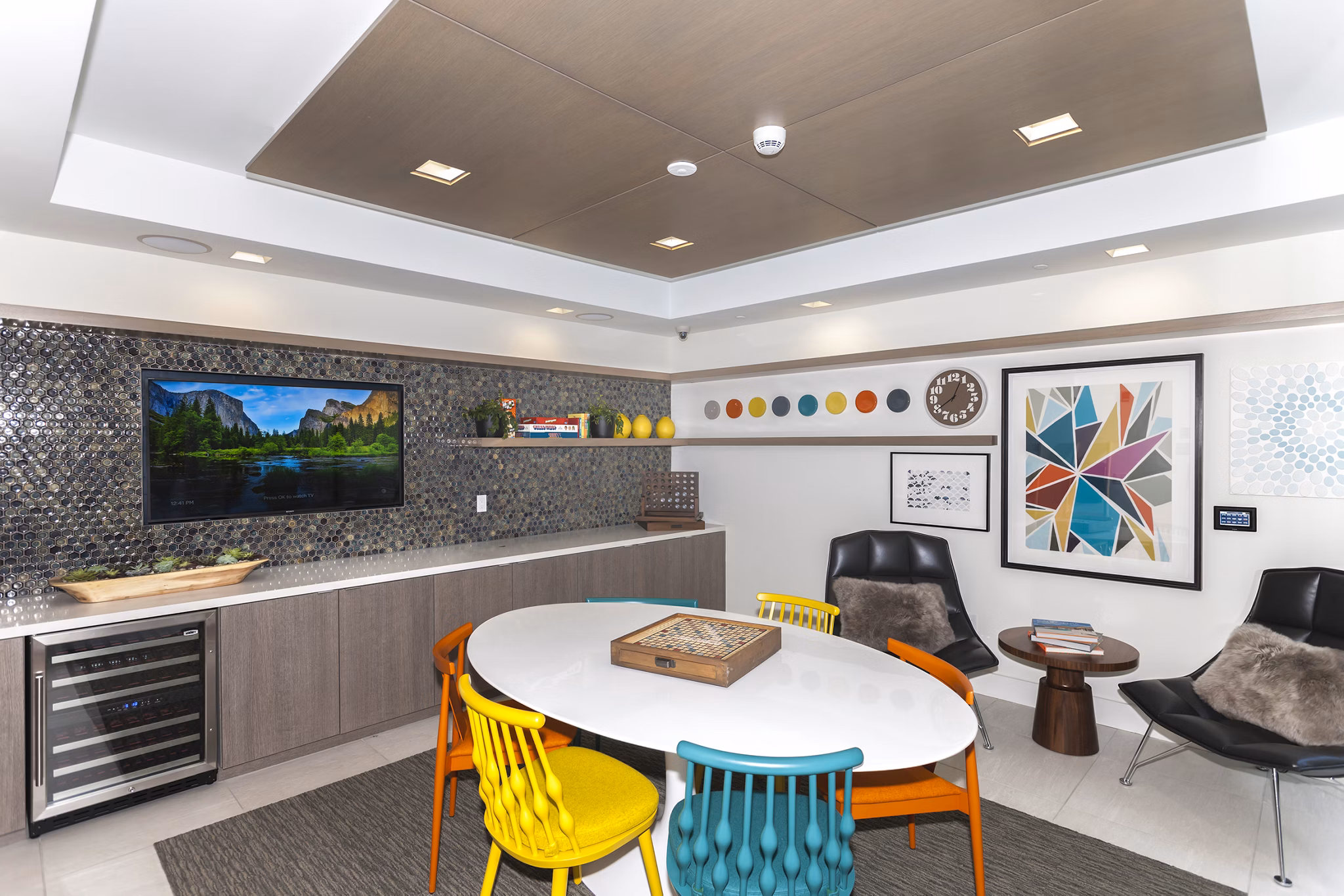 Elegant clubhouse with modern decor at The Dwight luxury apartments