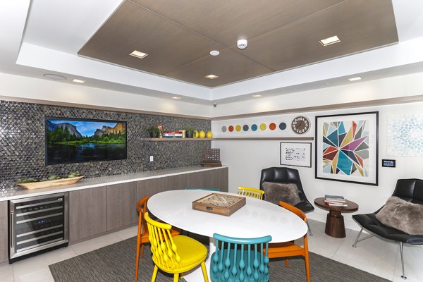 Elegant clubhouse with modern decor at The Dwight luxury apartments