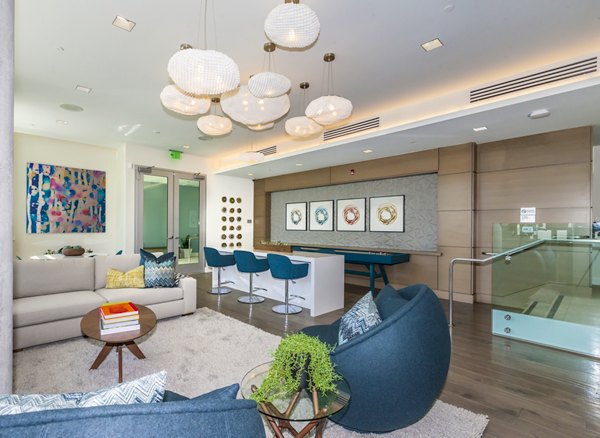 Stylish clubhouse with contemporary design at The Dwight luxury apartments