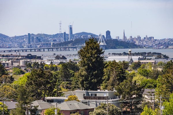 Stunning cityscape view from The Dwight luxury apartments, highlighting modern urban living